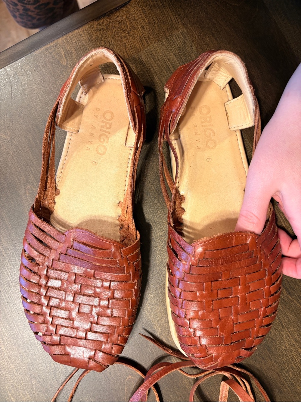 Brown Woven Leather Espadrille Flats